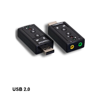 USB 2.0 Audio Adapter Virtual 7.1 Channels Mic Sound for PC MAC Linux Black