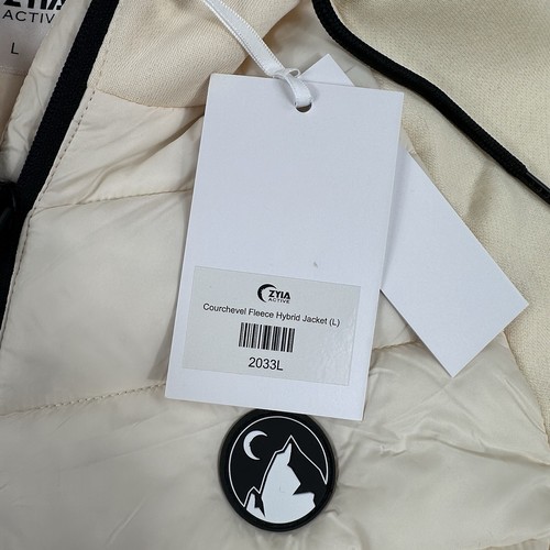 Zyia Active Puffer Jacket Womens Large Creme Oatmeal Hybird Fleece Primaloft NWT - Picture 3 of 8