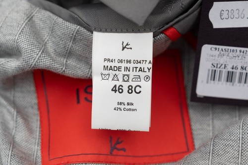 $5200 ISAIA "Capri" Gray Comfort Suit Jersey Cotton & Silk 36 US / 46 EU 8C - Picture 10 of 10