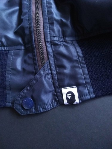 Vintage Bape REAL McCoy A Bathing Ape MA-1 Flight Bomber Jacket Bape Dark Navy M - Picture 9 of 12