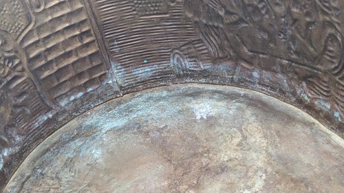 Großer länglicher Pflanzgefäß mit Messingprägung und Griffen & grüner Patina 17 x 11 Zoll - Bild 8 von 16