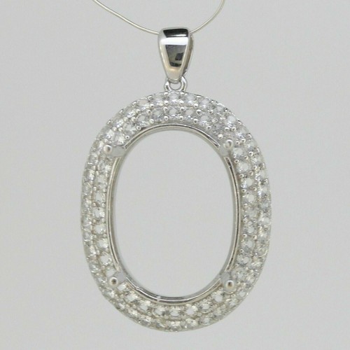 Sterling Silver Semi Mount Pendant Setting OV 20x15 18x13 16x12 14x12mm Topaz
