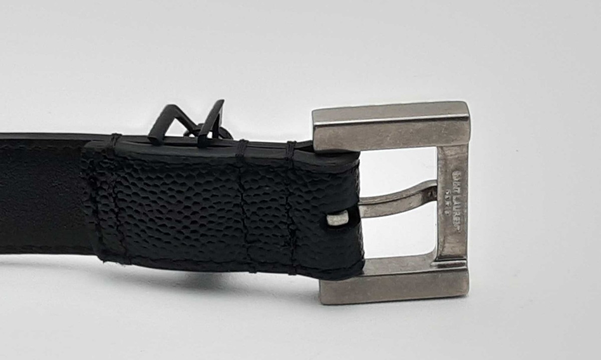 Ysl Centura Cassandre Black Leather Belt With Square Buckle Ysl Centura Cassandre Black Leather Belt With Square Buckle