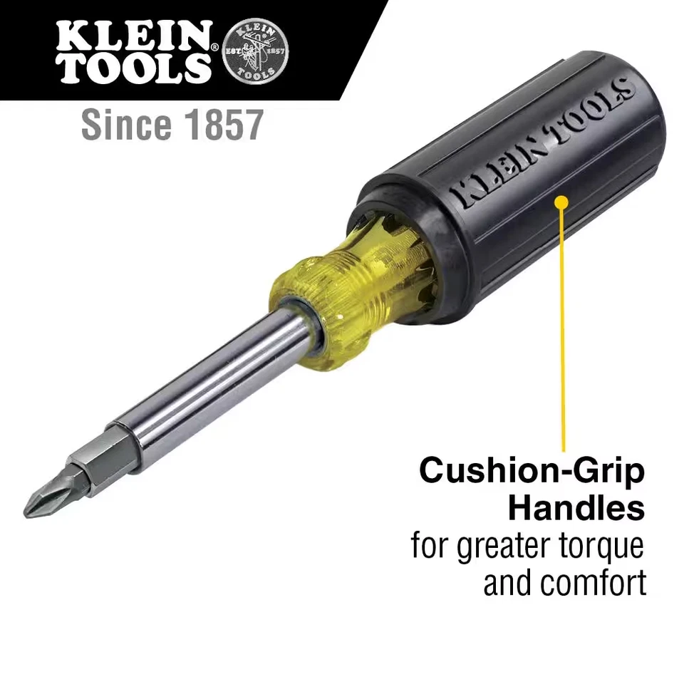 Klein Tools 11-in-1 Multi Bit Screwdriver & Nut Driver - Cushion Grip Handle - Image 3 of 4