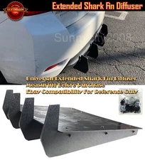 23"x22" Rear Bumper Diffuser Wind Blade Extension Splitter Shark Fin For Mercede