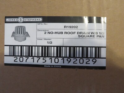 JONES STEPHENS 2 No Hub Blue Cast Iron Roof Drain with Square Pan