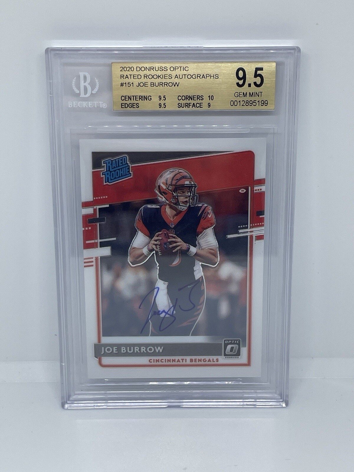 2020 Panini Donruss Optic Joe Burrow Auto Rated Rookies Autographs /150 BGS 9.5