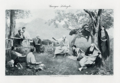 PHILOSOPHERS & WOMEN - Ancient Greece Garden Gathering 1894 Antique Photogravure