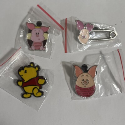 Disney PIGLET WINNIE POOH pin lot of 4