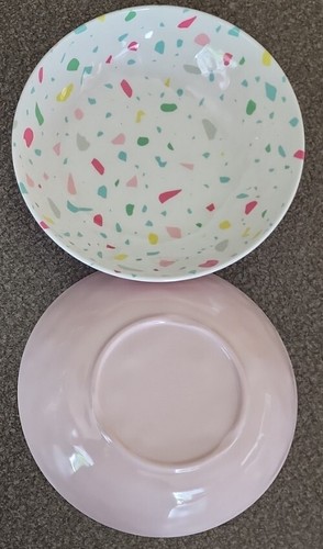 Zak Designs ~ Quattro (4) ciotole in melamina ~ design confetti blu e rosa ~ 8" x 2,25" - Foto 7 di 9