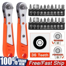 2X Ratcheting Right Angle Screwdriver Hex Drive 90 Degree Offset  20pc Bits Set