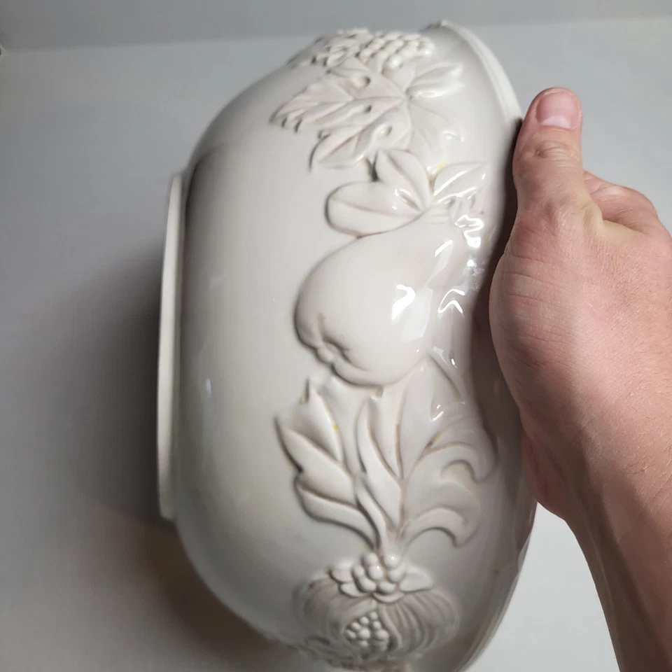 Gibson Elite 14 дюймов сервировочная чаша цветочный белый виноград с ручной росписью GRS - Изображение 4 из 4