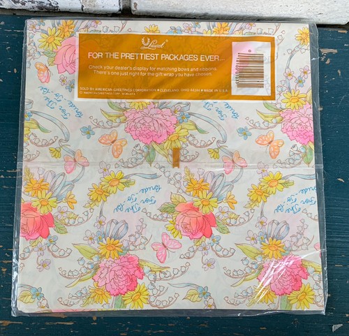 Vintage Laurel Bridal Shower Gift Wrap Paper Floral Butterfly Sealed - Picture 3 of 3