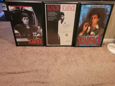 5 Vintage Scarface Framed Posters For Media/Theater Room. 
