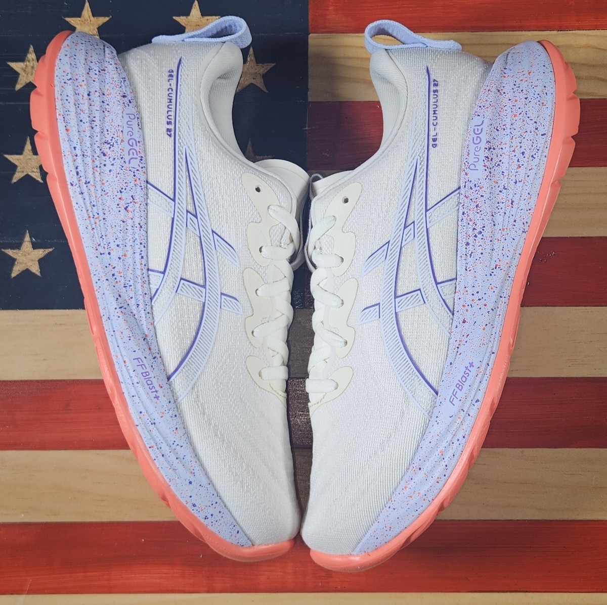 Asics Gel Cumulus 27 TOKYO CREAM/PURPLE Running Shoe SAMPLE