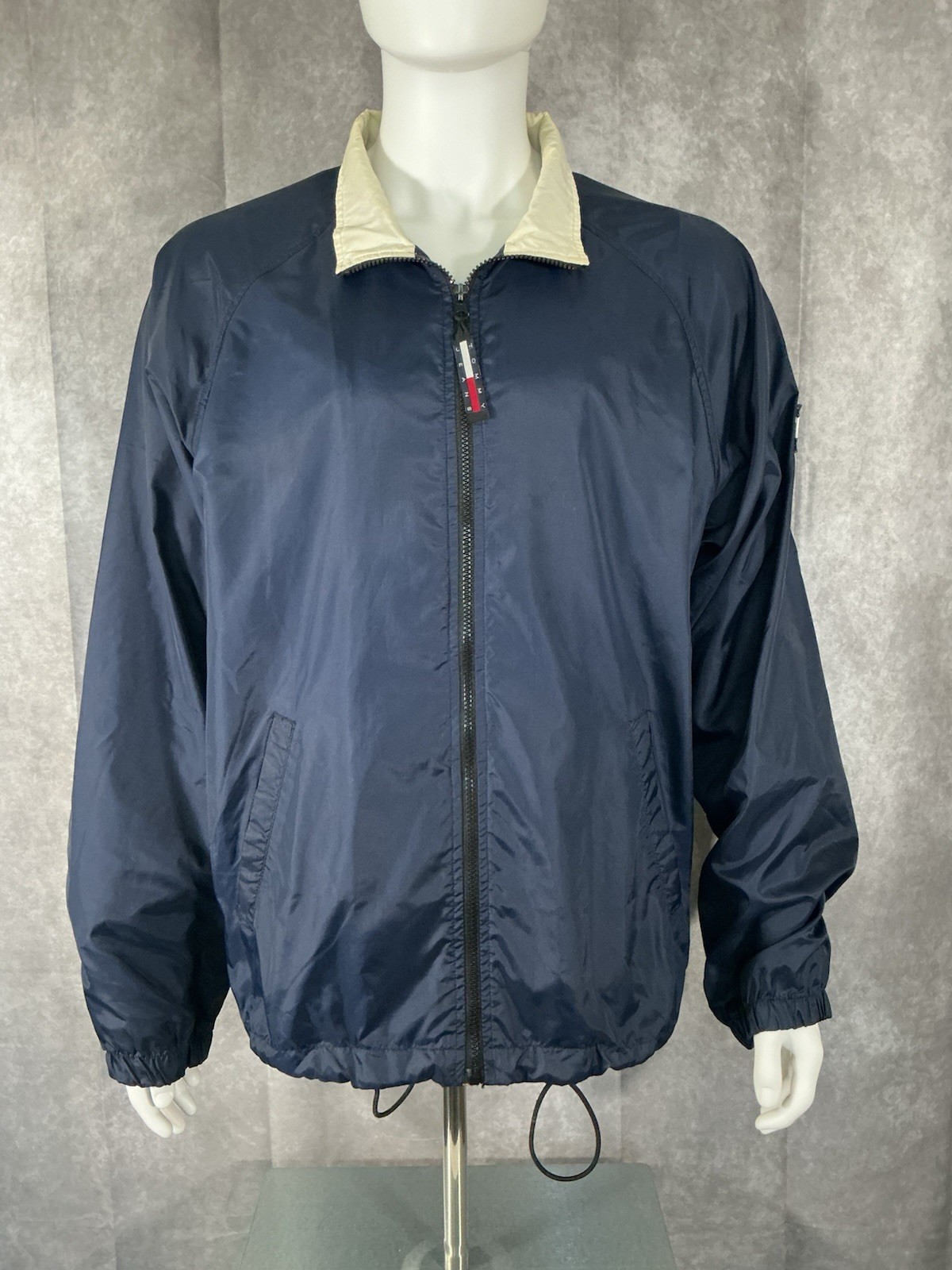 &rsquo;s Blue Windbreaker Jacket Full Zip Stand-up Collar Size L