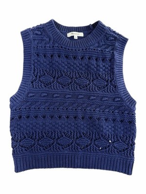 Madewell Fresh Blueberry Navy Blue Crochet Knit Sweater Vest Womens Small