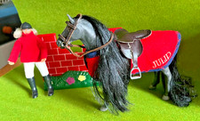 Julip vintage horse with rider, Julip rug & tack and a jump