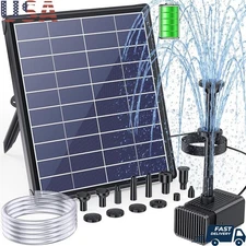 6.5W Solar Fountain Pump for Bird Bath Built-in 3000mAh Battery Backup NEW