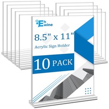 Acrylic Sign Holder 8.5 x 11, 10 Pack Double-Sided Stand up Table Top Sign Ho...