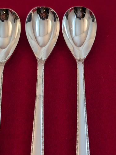 Set Of 4 Unknown Mfg Nickel Silver UNF737 Glossy Iced Teaspoons Silverware - Afbeelding 3 van 6