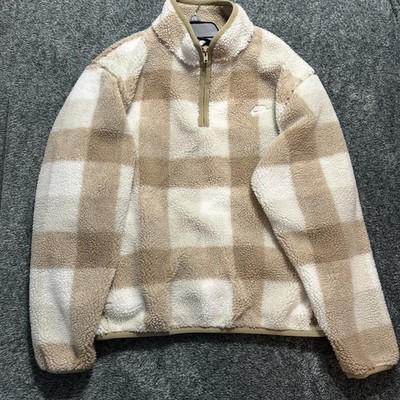 Nike Mens Size L Beige Club Winterized Half Zip Pullover Fleece Sweatshirt