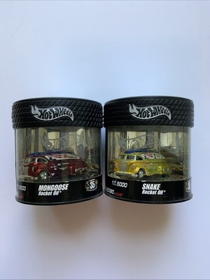BOTH Hot Wheels 35th Anniversary SNAKE (GOLD) & MONGOOSE (RED) Rocket Oil 2005