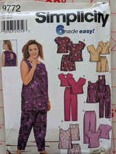 Simplicity 9772 - 6 MADE EASY Women's Tops, Pants, Shorts Sz 18 W-24 W NIP