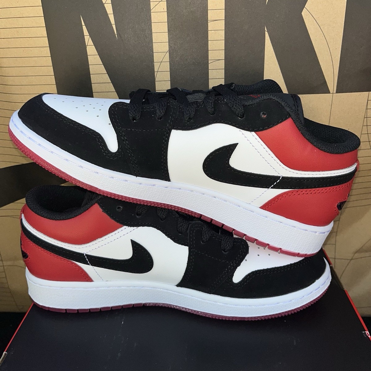 NEW Nike Air Jordan 1 Low SE GS Black Toe Bred NBY IB8970-106
