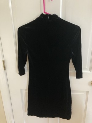 L'Agence Black Velvet Dress A Line Mock Neck 3/4 Sleeve