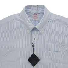 NWT BROOKS BROTHERS Oxford Shirt Non-Iron 100 Supima Cotton Blue Stripe 16-33