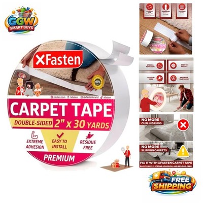 2  x 30 Yards Anti-Slip Double Sided Carpet Tape - Residue-Free & Easy Removal