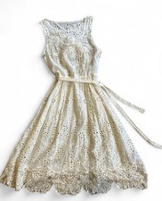 Anthropologie White Eyelet Lace Sleeveless Cottagecore Dress Women's Size 6