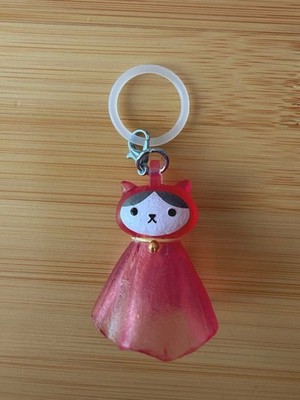 Red Translucent Cat Face Charm with Ring   Capsule Toy, Cat