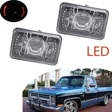 Fit For Chevy C10 Pickup Truck 1980-1986 4x6 INCH Red LED Projector Headlights