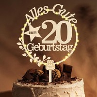 Cake Topper 20. Geburtstag Holz Mit LED Lichterkette Tortendeko Deko Jungen