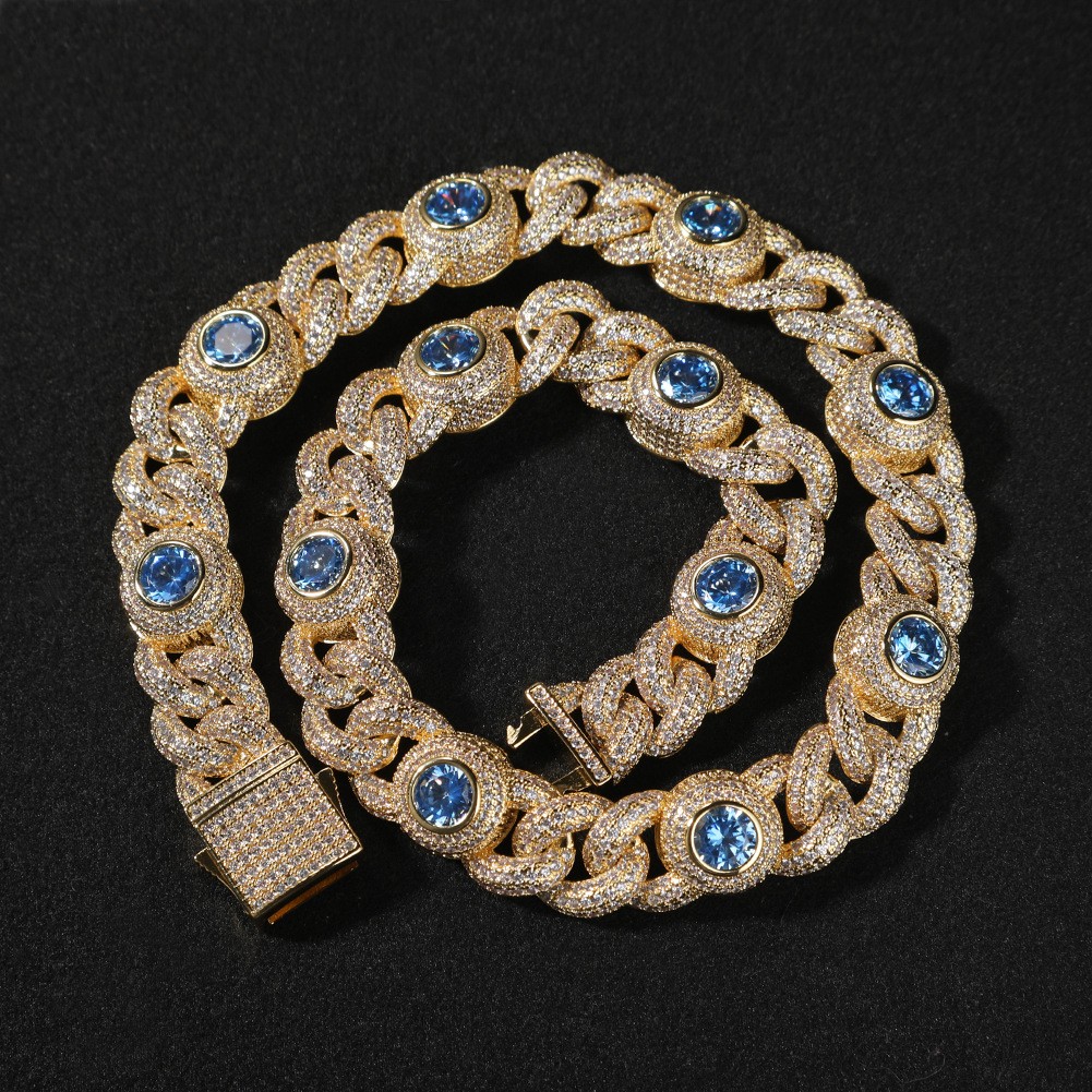 Moda Hombres Cadena Cubana Estilo Hip-Hop Color Diamante Collar Exquisito Pulsera