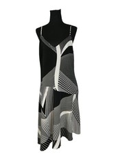 Black and White Geometric Pattern Slip Dress with Spaghetti