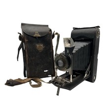 Antique Kodak No. 3a Model C Autographic A-122 Film Folding Camera w/ Case