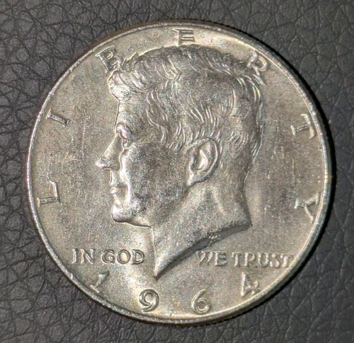 1964 50c 90% Silver Kennedy Half Dollar Uncirculated Details SHINY & TONED