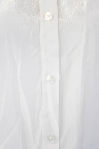 Blusa Veronica Barba Mujer Seda Manga Larga Con Cordones Botón Blanca Talla S - Imagen 5 de 8