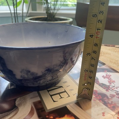 Antique Keeling & Co Late Mayers Landscape Castle Scene Blue Bowl 3.75 x7.5 