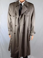 Towne London Fog Trench Coat Mens 42 Long Taupe Belted Zip Out Liner Rain