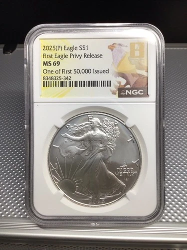 2025 (P) Eagle $1 First Eagle Privy Release One of 50,000 Issued Silver NGC MS69