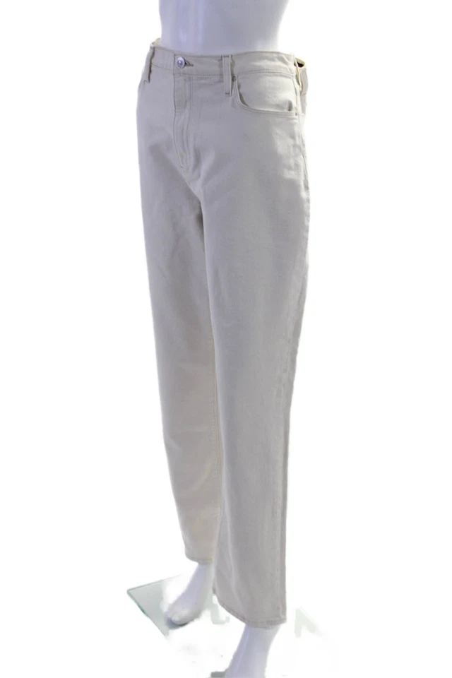 Pantalones de mezclilla Hudson para mujer de algodón con botones forrados con cremallera pierna recta lavado claro blancos talla E Foto 2 de 4