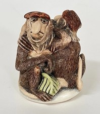 Estatuilla caja baratija monos probóscide Harmony Kingdom Family Ties ~ firmada rara