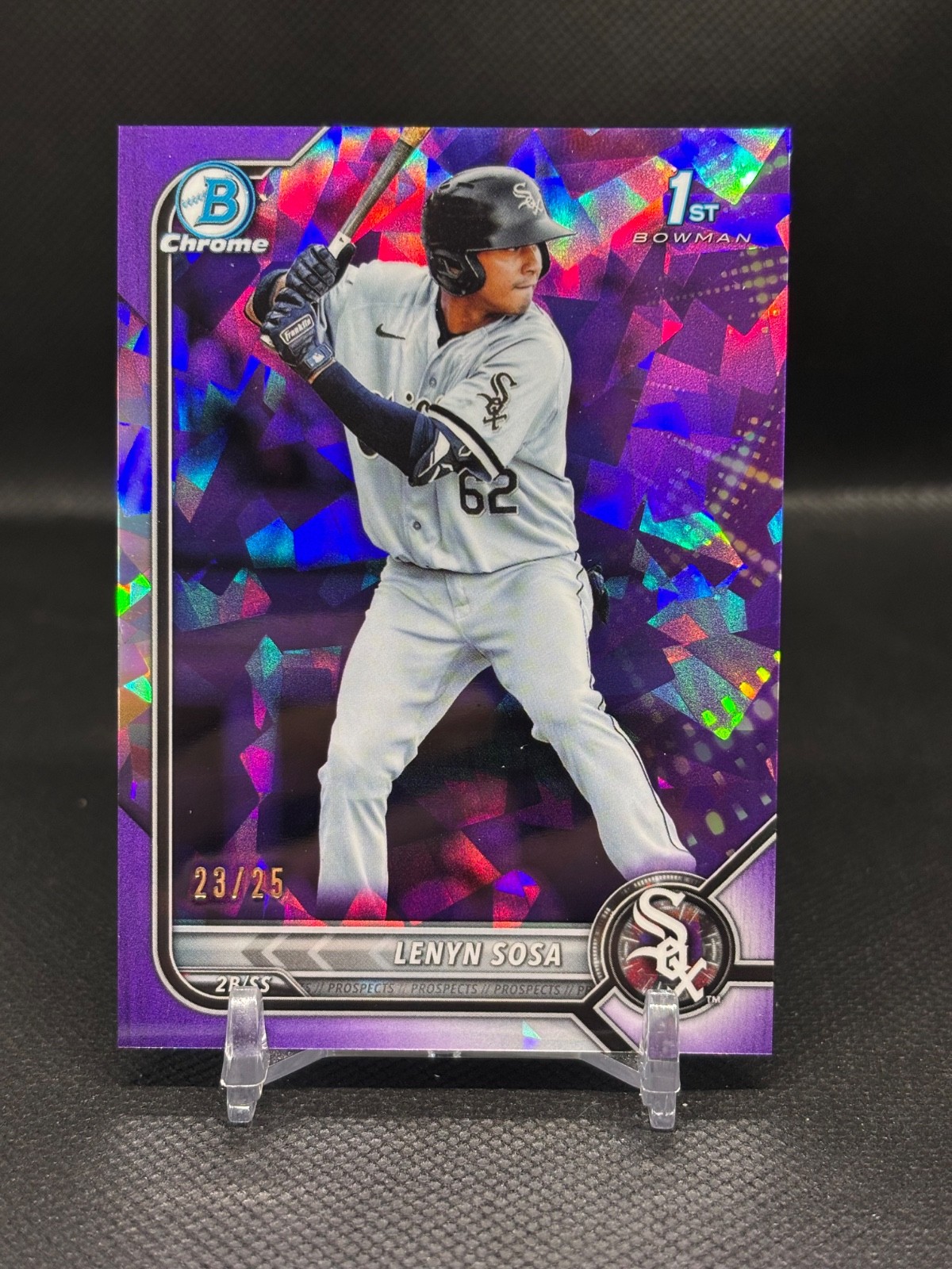 2022 Bowman Sapphire Lenyn Sosa Purple Refractor 23/25 1st Prospect White Sox RC