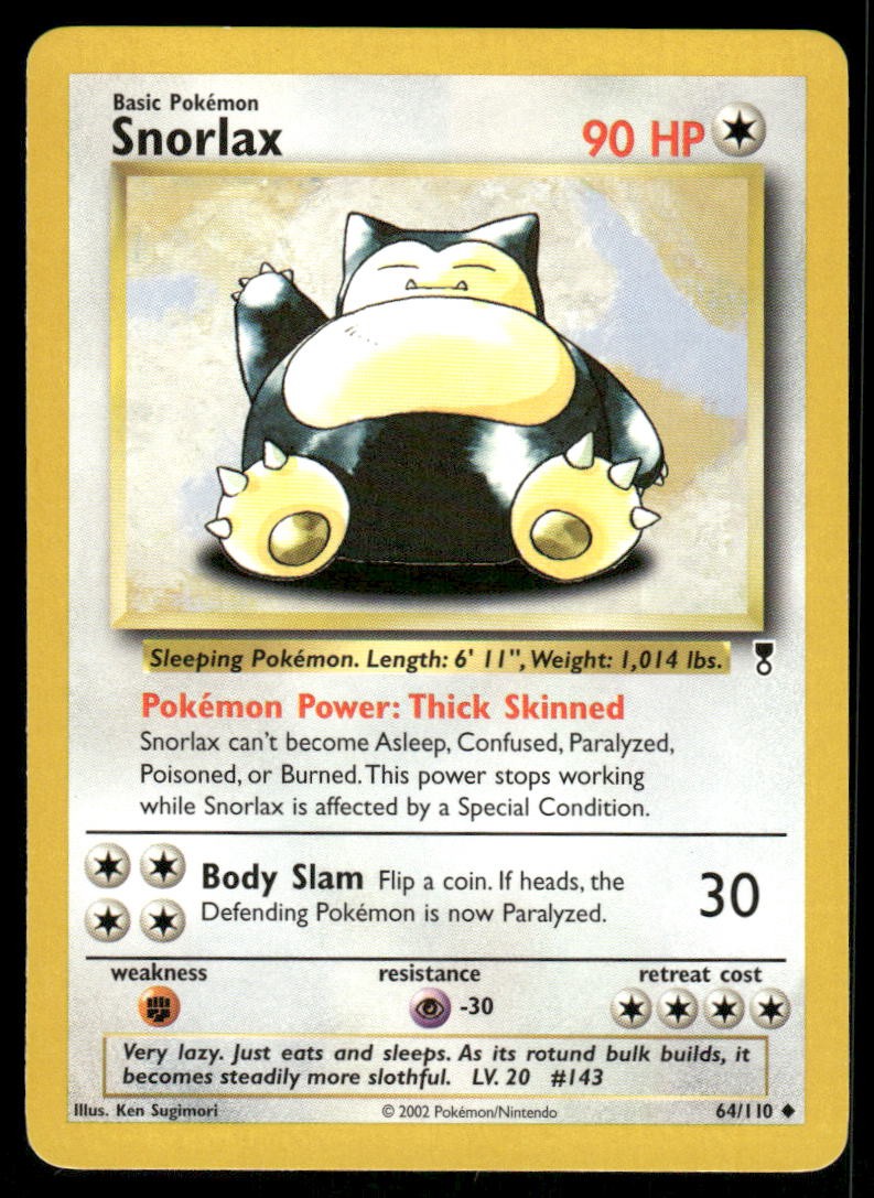 Snorlax 2002 Legendary Collection #64 Base Price Guide - Sports