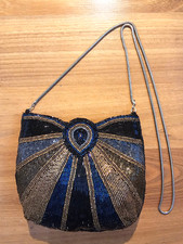 Vintage La Regale Beaded Evening Bag Purse Clutch Peacock Sunburst Art Deco