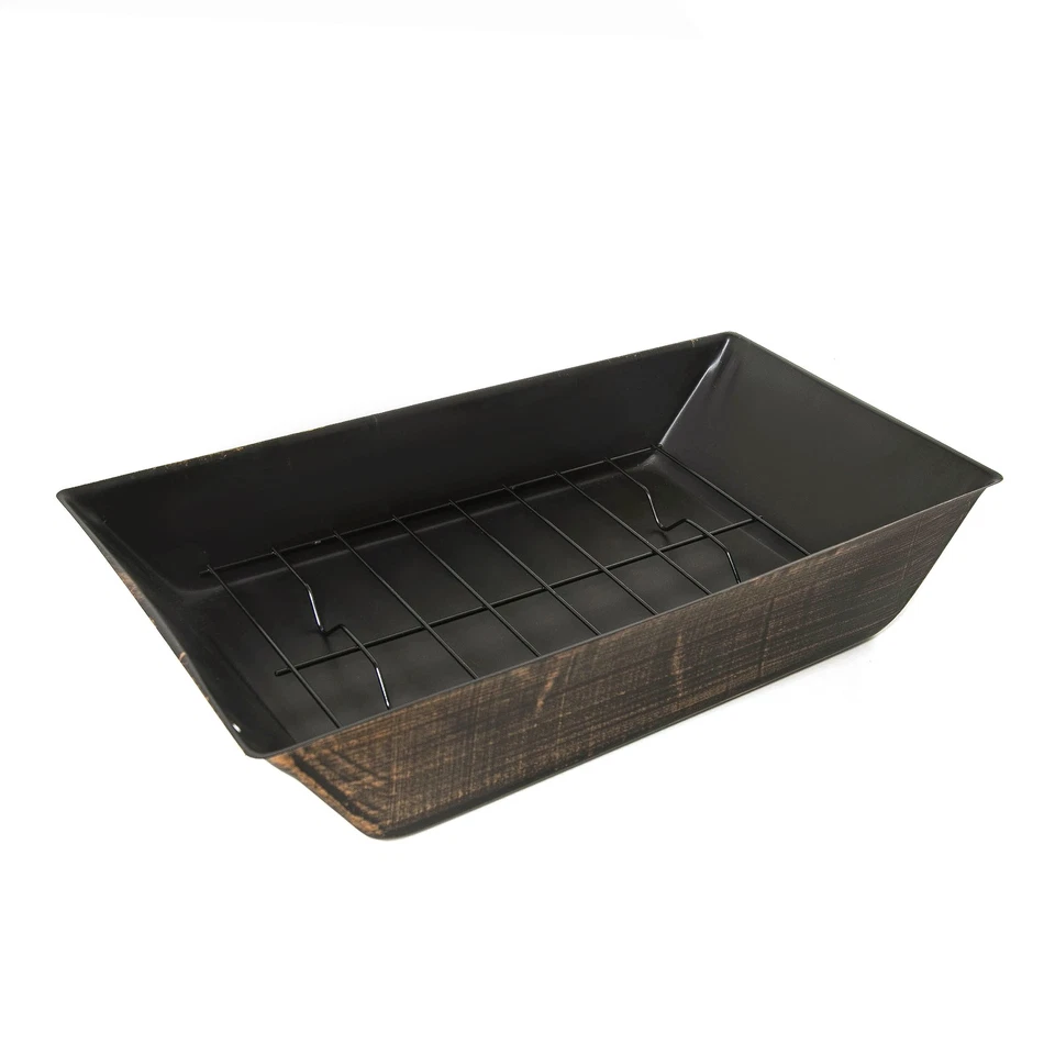 37 Inch Rectangular Bronze Outdoor Wood Burning Fireplace with Log Storage - Image 4 of 4